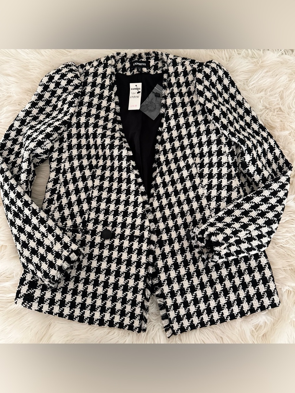 Express Black and White Houndstooth Blazer